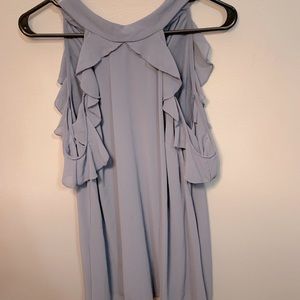 Shear blue/grey ruffle dress